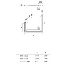 Base duche VITA 900x900x55, Angular, pousar, texturada stone, branco mate, Sanitana S20211800006400
