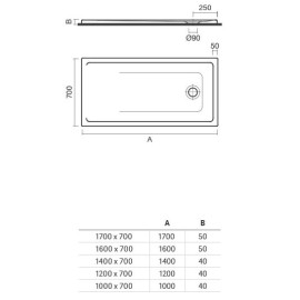 Base duche VITA 1000x700x40, Retangular, pousar, texturada stone, branco mate, Sanitana S20210400006400