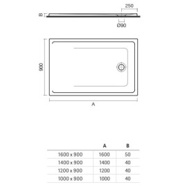 Base duche VITA 1200x900x40, Retangular, pousar, texturada stone, branco mate, Sanitana S20211100006400