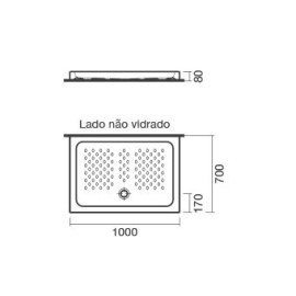 Base duche CALISSON 1000x700x80, Retangular, de pousar, cerâmica, antiderrapante, branco, Sanitana S10210700000000