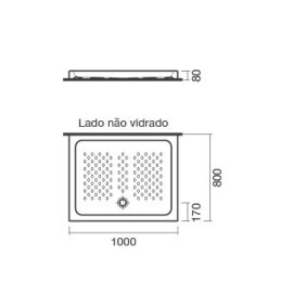 Base duche CALISSON 1000x800x80, Retangular, de pousar, cerâmica, antiderrapante, branco, Sanitana S10210600000000