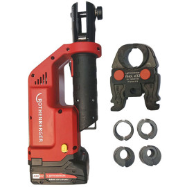 Máquina de prensar ROMAX Compact III com bateria CAS e matriz universal com casquilhos intercambiáveis U16-20-25-32 mm, Rothen