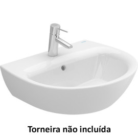 Lavatório POP ART 57 pousar-mural (570x485x185) com furo para torneira, com furo de nível, branco, Sanitana S10078336200000