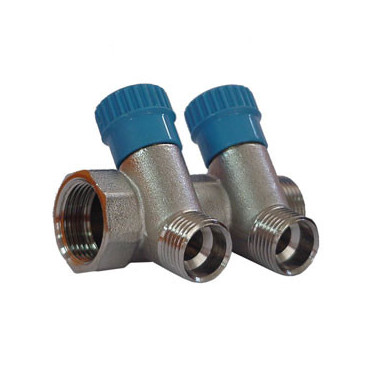 Colector niquelado 3/4'' Macho-Fêmea com 2 saídas com válvula, manipulo azul