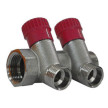 Colector niquelado 3/4'' Macho-Fêmea com 2 saídas com válvula, manipulo vermelho