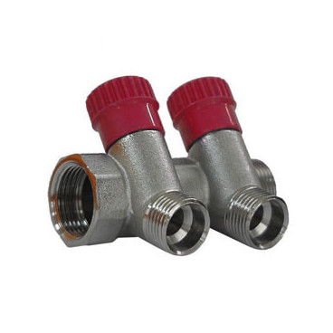 Colector niquelado 3/4'' Macho-Fêmea com 2 saídas com válvula, manipulo vermelho