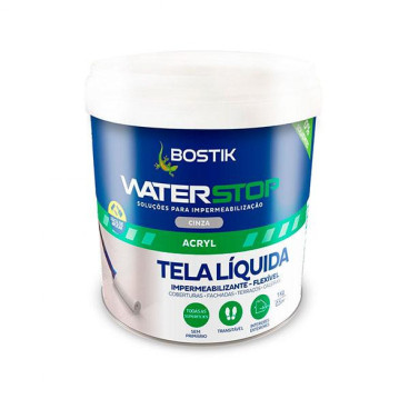 Tela líquida impermeabilizante Waterstop de base acrílica cinza 1 kg, Bostik