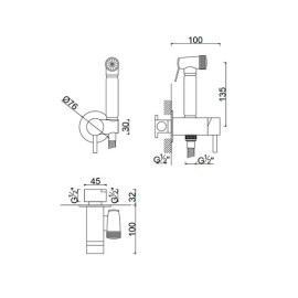 Torneira monocomando de embutir para higiene íntima com Shut Off cromado, W7 WDUC015