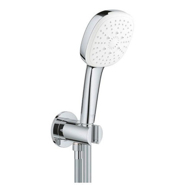 Chuveiro de mão 3 jatos (Rain, Jet, Massage) 9 l/min e curva de saída com suporte, Tempesta Cube 110, cromado, Grohe 26910003