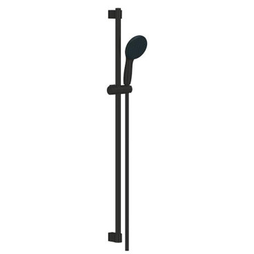 Rampa 90 cm com chuveiro 2 jatos (Rain, Jet) 9 l/min e bicha 1750 mm, Tempesta 110, preto mate, ajustável a furos pré-existent