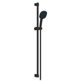 Rampa 90 cm com chuveiro 2 jatos (Rain, Jet) 9 l/min e bicha 1750 mm, Tempesta Cube 110, preto mate, ajustável a furos pré-exi