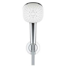 Chuveiro de mão 3 jatos (Rain, Jet, Massage) 9 l/min e curva de saída com suporte, Tempesta Cube 110, cromado, Grohe 26910003