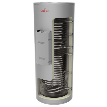 Depósito dual solar inox Duplex 2205 150L com 2 serpentinas vertical/solo, 1500W, Videira 55.150.15.30