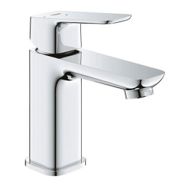 Torneira monocomando de lavatório com válvula de descarga click clack, sistema Cold Start, Tamanho S, Cubeo, cromado, Grohe 10