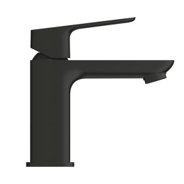 Torneira monocomando de lavatório com válvula de descarga click clack, sistema Cold Start, tamanho S, Cubeo, preto mate, Grohe