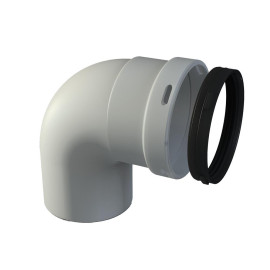 Curva a 90º de PP macho-fêmea com D80 mm para exaustão de aparelhos de condensação, FIG 8-90MH5