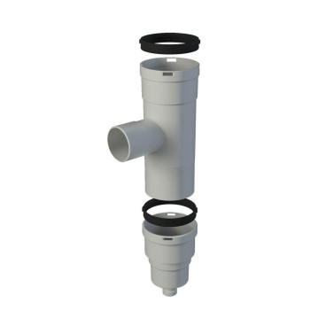 Tê de recolha de condensados PP D80 mm para exaustão de caldeiras de condensação, FIG 8TE5