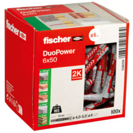 Buchas Duopower 6x50, caixa de 100 un, Fischer