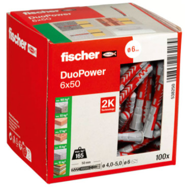 Buchas Duopower 6x50, caixa de 100 un, Fischer