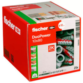Buchas Duopower 10x80, caixa de 25 un, Fischer