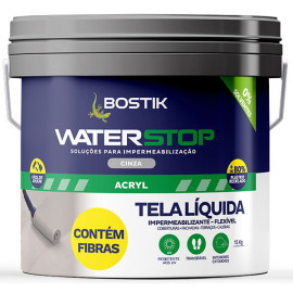 Tela líquida impermeabilizante Waterstop de base acrílica cinza 15 kg, Bostik
