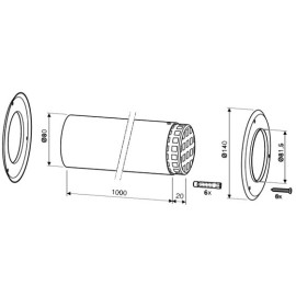 Troço reto 500 mm macho-fêmea de 80 mm para exaustão de esquentadores, Bosch 7736995100