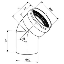 Curva 45° de 80 mm para exaustão de esquentadores, Bosch 7719001798