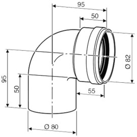 Curva 90° de 80 mm para exaustão de esquentadores, Bosch 7719001797