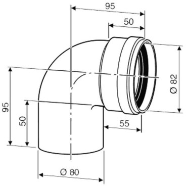 Curva 90° de 80 mm para exaustão de esquentadores, Bosch 7719001797