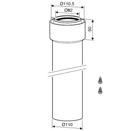 Troço reto 2000 mm macho-fêmea de 80 mm para exaustão de esquentadores, Bosch 7736995102