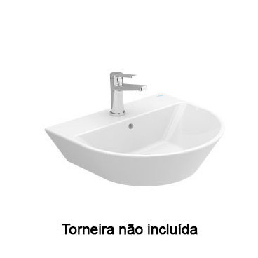Lavatório LOFT 60 mural (600x490x170) com furo para torneira, com furo de nível, branco, Sanitana S10205736200001
