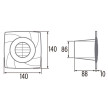 Extrator B8 PLUS branco, saída 90mm, CATA 00990000