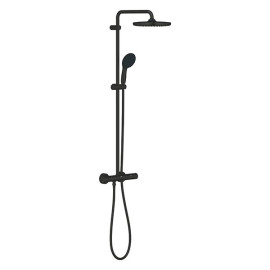 Sistema de duche com misturadora termostática e chuveiro de 250 mm New Tempesta Cosmopolitan System, preto mate, Grohe 26670243