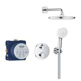 Conjunto de duche Grohtherm Termostático com Tempesta 250, espelho redondo, Grohe 34872000