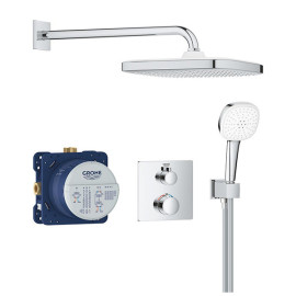 Conjunto de duche Grohtherm Termostático com Tempesta 250 Cube, espelho rectangular, Grohe 34871000