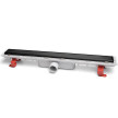 S-650 Calha de duche LINNUM 65 cm com grelha Soft e aro oculto negro mate, saída de colar 40F/50M mm, Jimten 113410