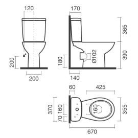 Sanita compacta CENT com descarga horizontal, branco, Sanitana S10206423400000