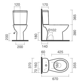 Autoclismo compacto CENT com entrada Inferior, descarga dupla 3/6L, branco, Sanitana S10206504500000