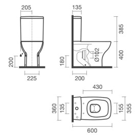 Sanita compacta POP SQUARE, BTW Rimless, descarga dual, branco, Sanitana S10204081700000