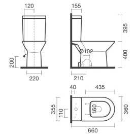 Sanita compacta LOFT com descarga vertical, branco, Sanitana S10205581900001