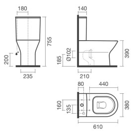 Sanita compacta NEXO SHORT BTW descarga dual branco, Sanitana S10075750300002