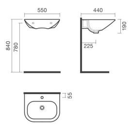 Lavatório NEXO 55 mural branco, Sanitana S10075317200000