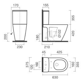 Sanita compacta RUBY Vortex, descarga dual, branco, Sanitana S10214123300000