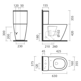 Sanita compacta RUBY Btw Vortex descarga dual, branco, Sanitana S10214150300000