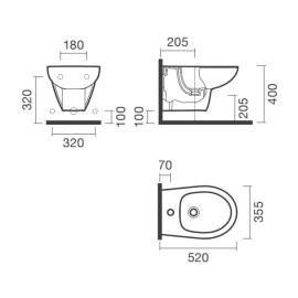 Bidé suspenso CENT, branco, Sanitana S10206857600000
