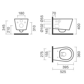 Sanita suspensa GLAM Rimless branco, Sanitana S10200882100000