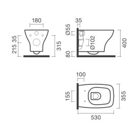 Sanita suspensa POP SQUARE, rimless, branco, Sanitana S10204082200000