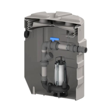 Estação elevatória de soterrar com depósito 390 l + 1 bomba bicanal monofásica para águas pluviais SANIFOS 390, SFA SANIFO