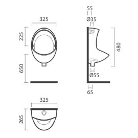 Urinol PIK entrada e saída de água verticais branco, Sanitana S10077430600000