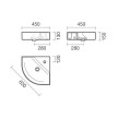 Lavatório ALBUS 45 de Canto, mural (450x450x150) com furo para torneira, com furo de nível, branco, Sanitana S10203236200000